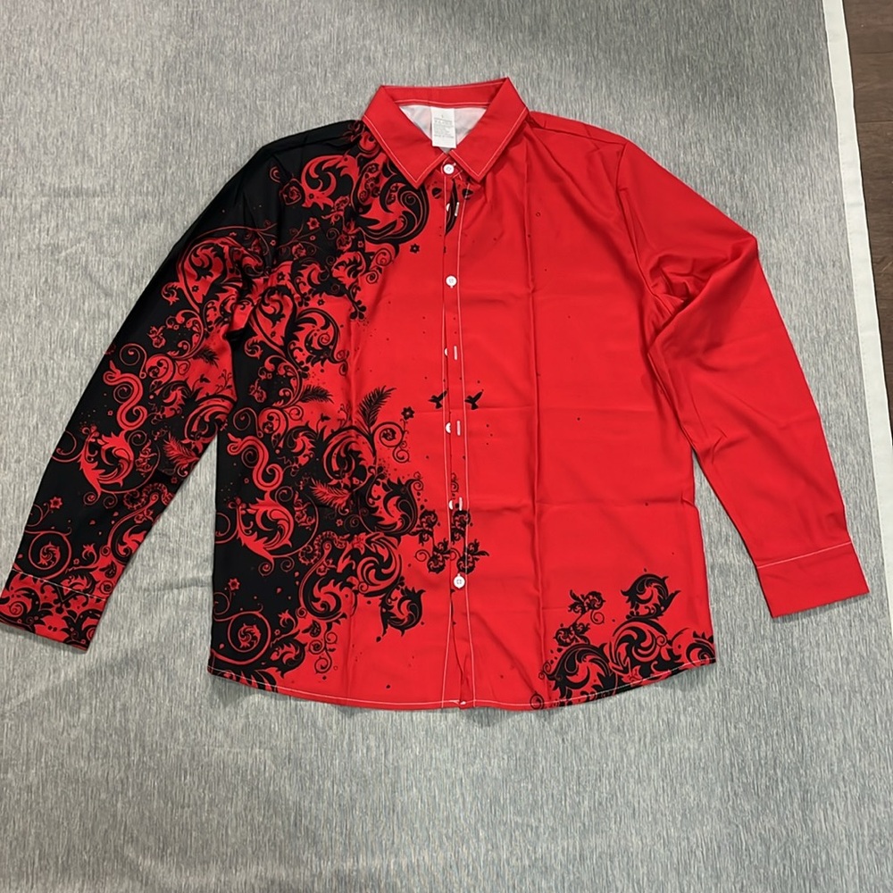 Long sleeve shirt New Graphic print never wear size Large Red color